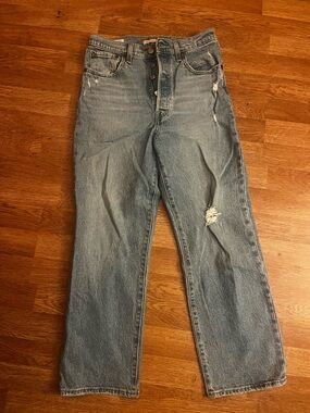 Levi's Light Blue Distressed Cropped Jeans